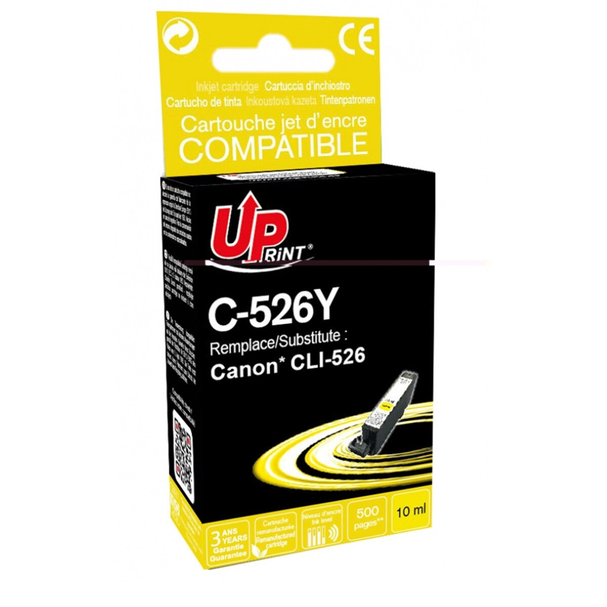 Cartus cerneala UPRINT CJ526YUP Galben, 10 ml, compatibil CLI526