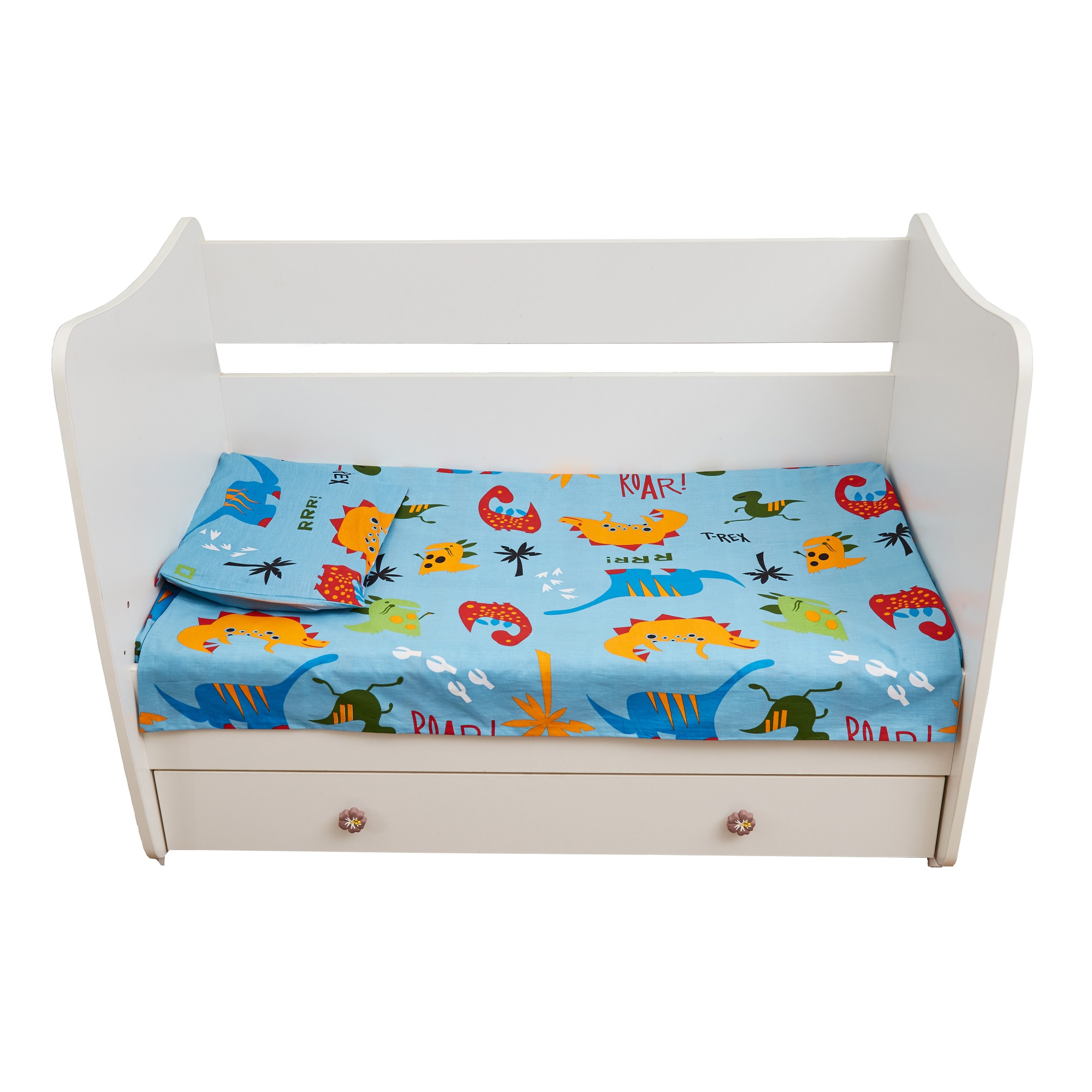 Set lenjerie de pat U-Grow imprimeu Dinozauri, 3 pcs