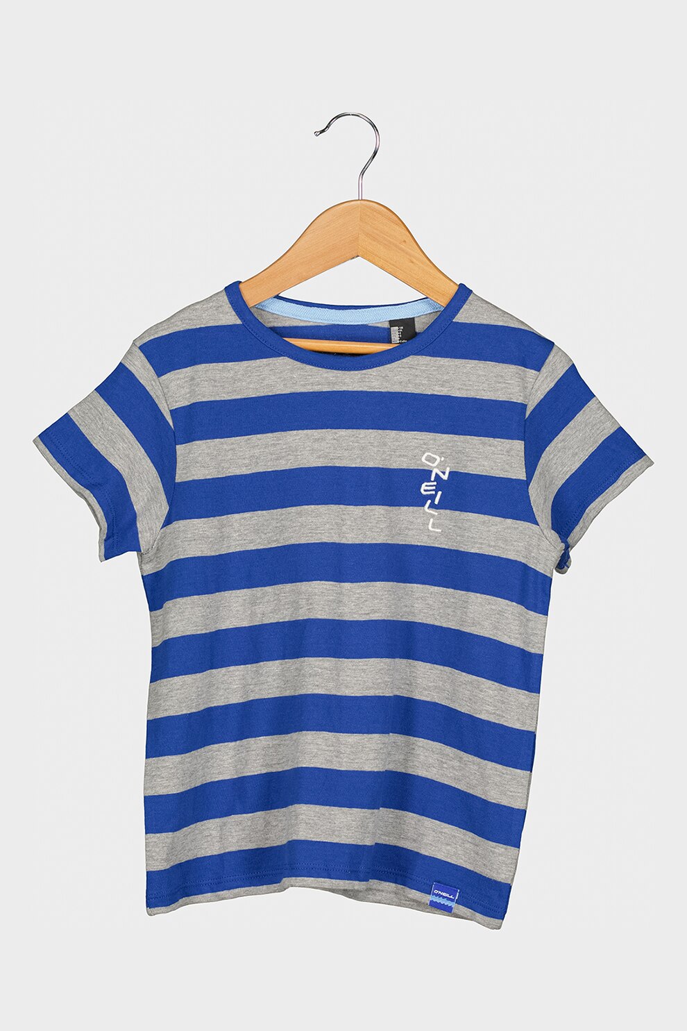 O'Neill, Tricou de bumbac in dungi, Gri melange/Albastru inchis