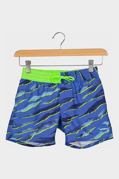 O'Neill, Pantaloni scurti de baie cu imprimeu si detalii logo, Albastru inchis/Verde electric O'Neill, Pantaloni scurti de baie cu imprimeu si detalii logo, Albastru inchis/Verde electric