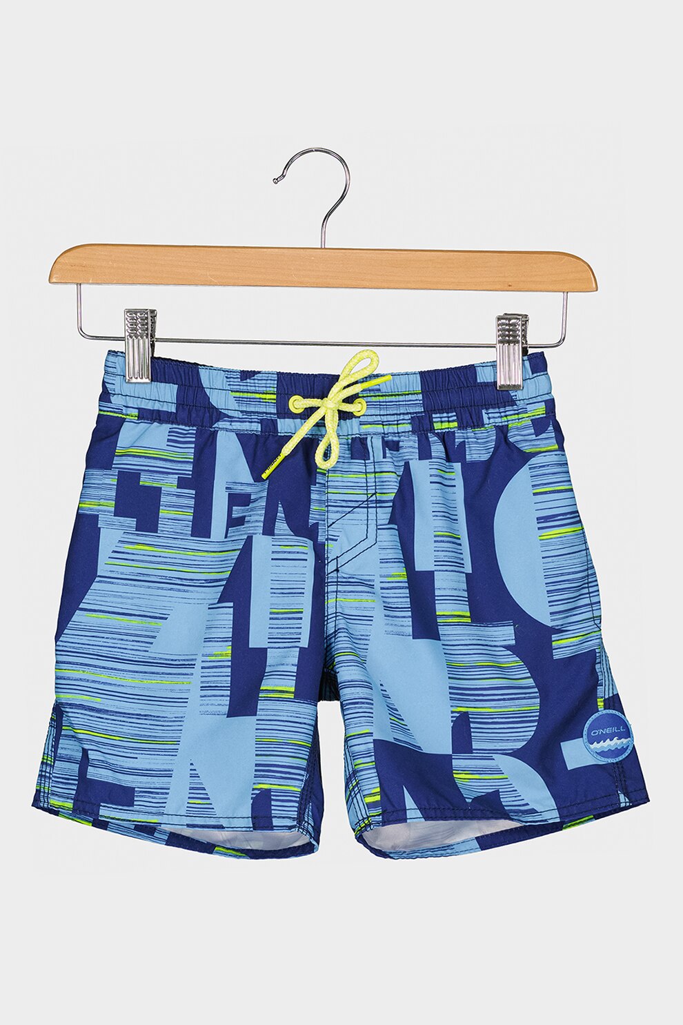 O'Neill, Pantaloni scurti de baie cu talie elastica si model, Albastru inchis/bleu/Verde electric