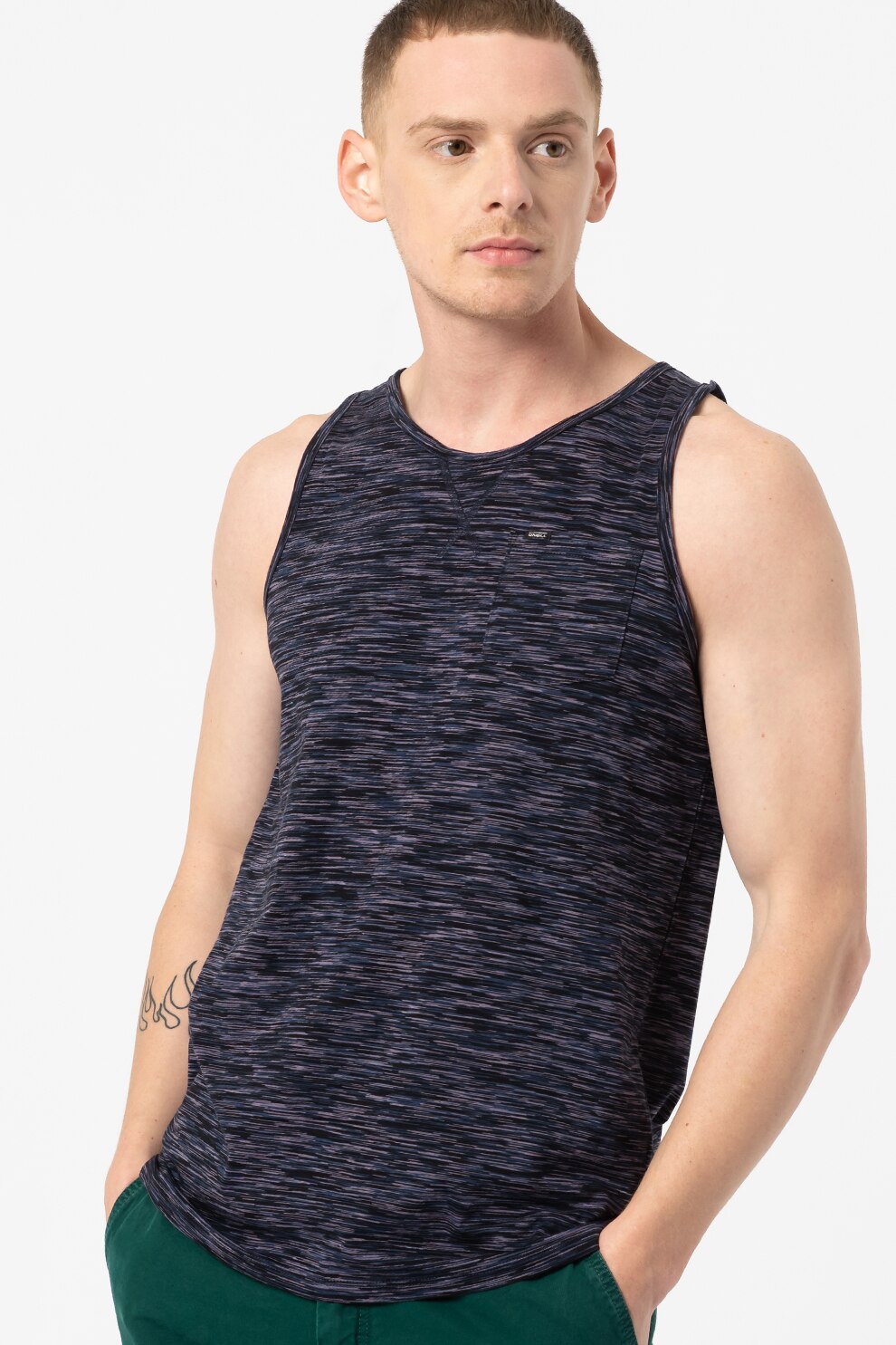 O'Neill, Top de bumbac cu buzunar pe piept Jack's Special, Negru/Bleumarin inchis