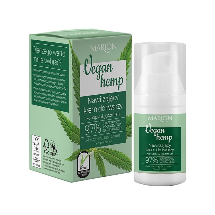 Crema vegana de fata din canepa si orz cu actiune hidratanta, Marion, 30 ml