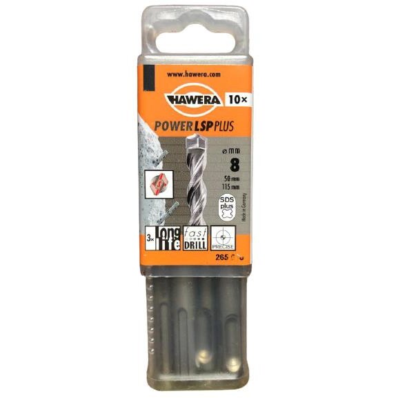 Set 10 burghie gaurire cu percutie Hawera SDS-Plus-7, 8X50X115mm, pentru beton armat