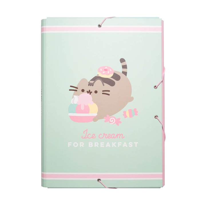 Erik Pusheen Foodie mappa, A4, gumis záródású, 2mm-es laminált kartonból