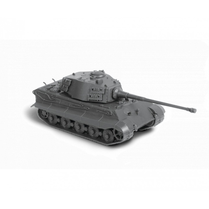 Macheta Militara usor de asamblat fara adeziv Zvezda King Tiger Ausf.B Henschel turret German Heavy Tank 1:100 ZVEZ 6204