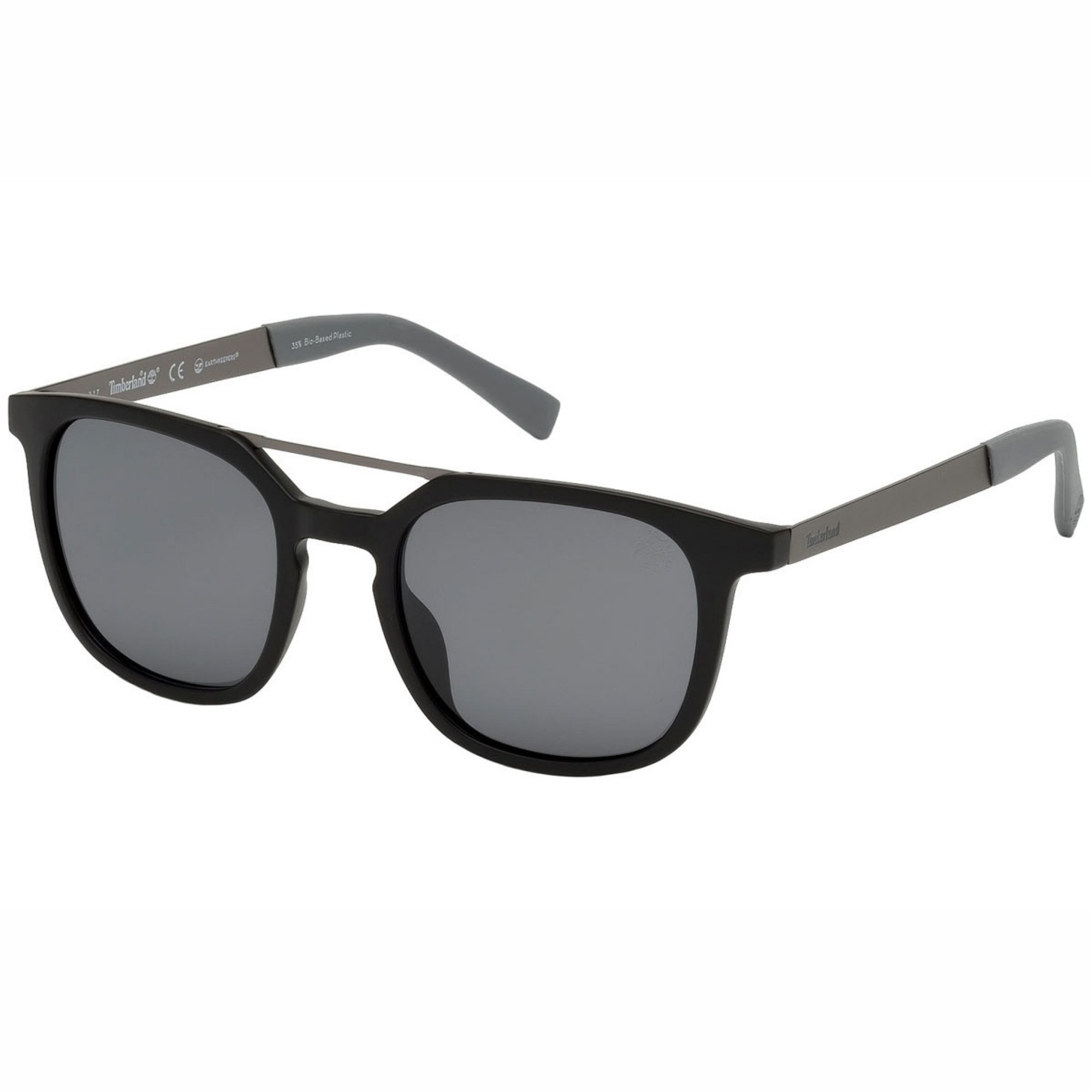 Ochelari de soare barbati Timberland Rectangular Matte Black/Ruthenium/Grey Polarized TB9133-02D