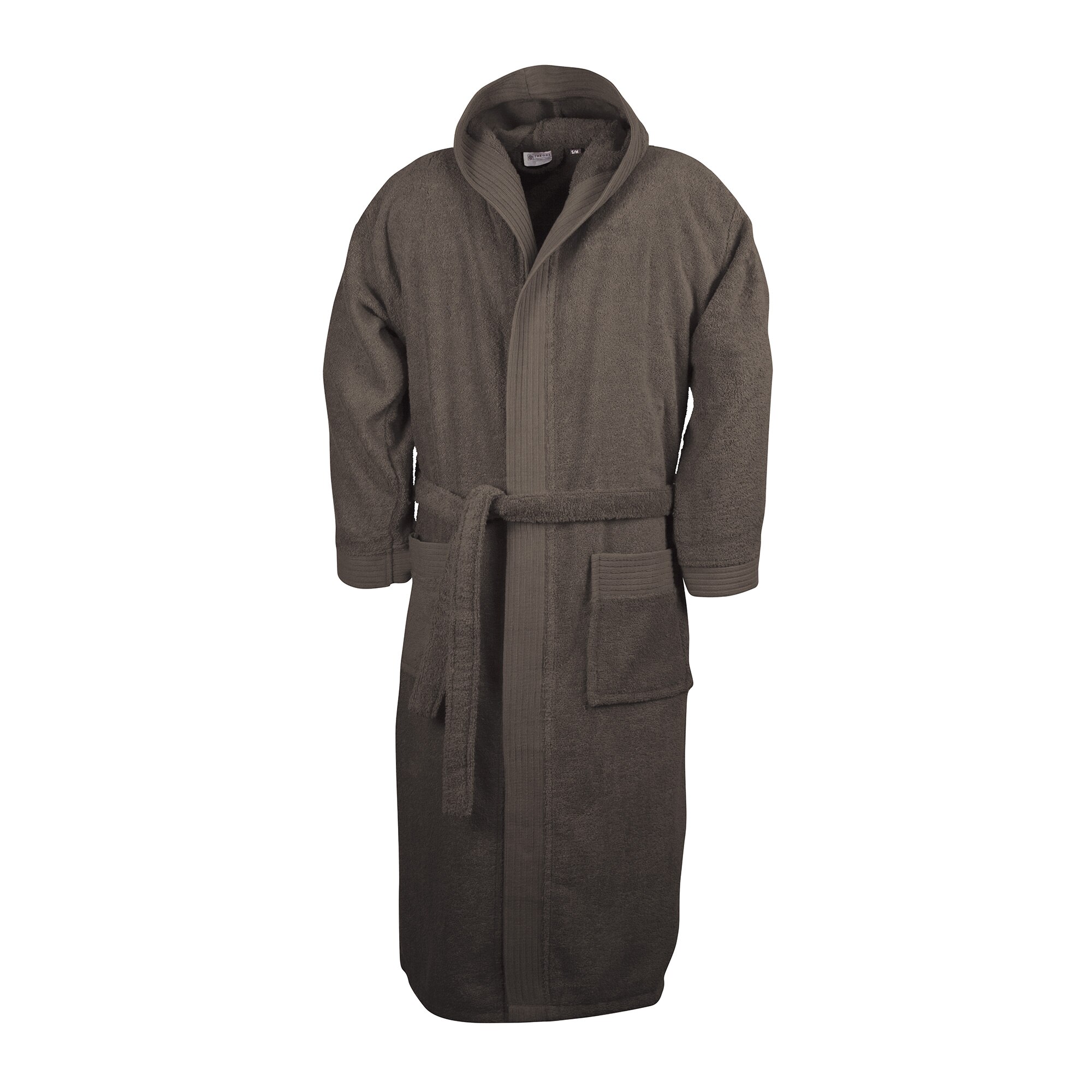 Halat baie adulti cu gluga, Taupe, L/XL, 100% bumbac
