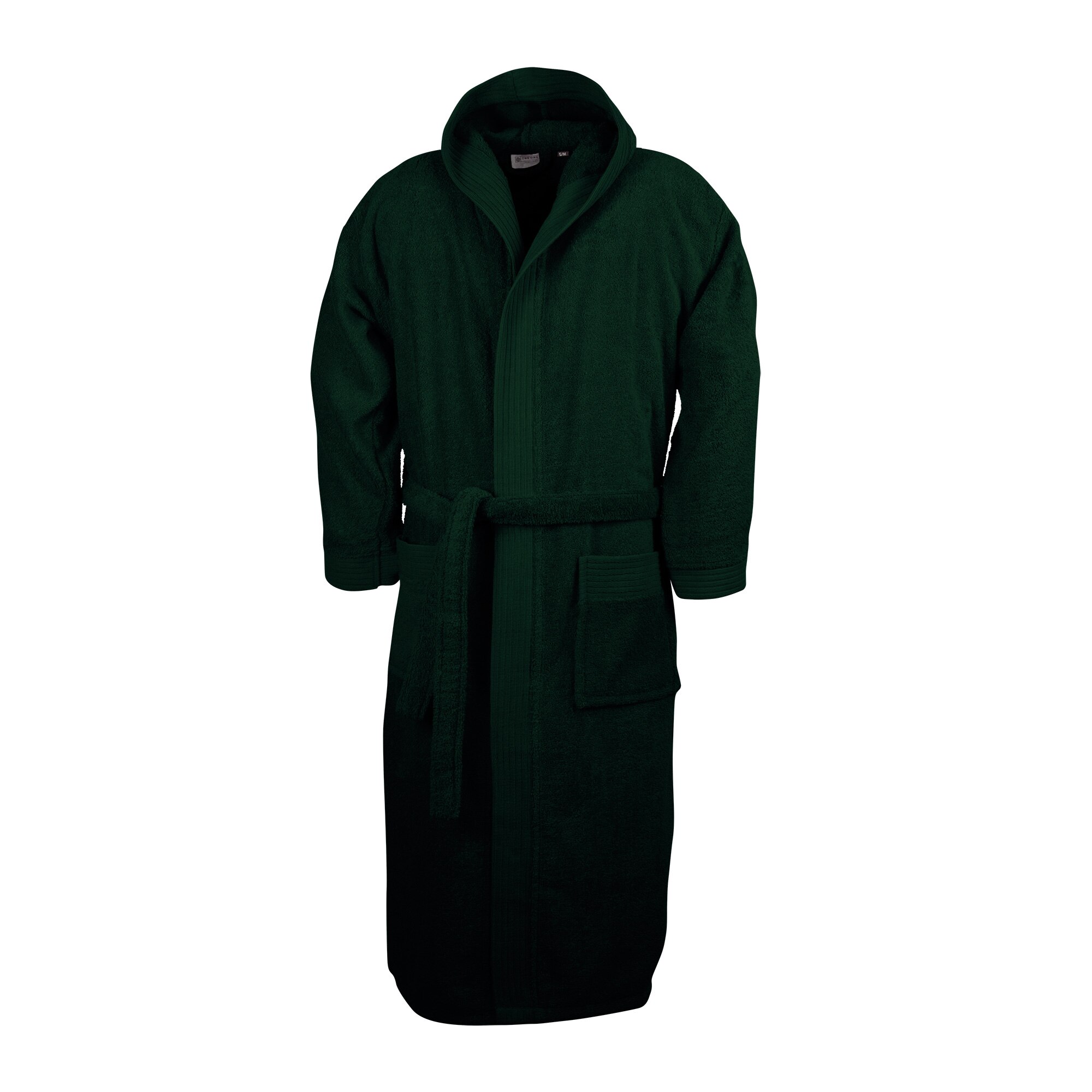 Halat baie adulti cu gluga, Verde inchis, S/M, 100% bumbac