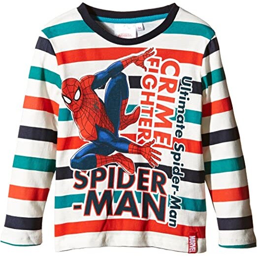 Bluza maneca lunga Spiderman 390, Alb/verde
