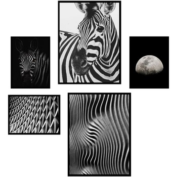 Set 5 tablouri decorative Heinner Home Zebra BW Set 5 tablouri decorative Heinner Home Zebra BW