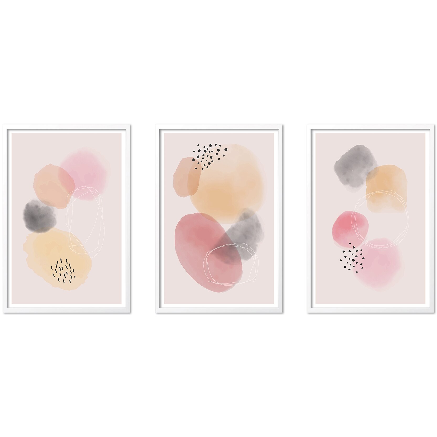 Set 3 tablouri Heinner Home 40x60 cm Abstract Pink