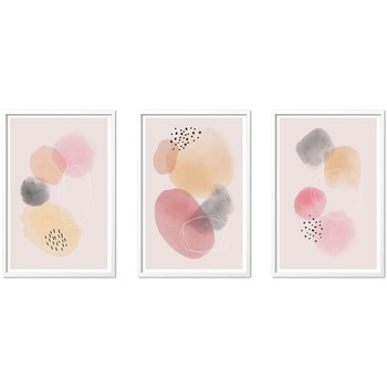 Set 3 tablouri Heinner Home 40x60 cm Abstract Pink Set 3 tablouri Heinner Home 40x60 cm Abstract Pink