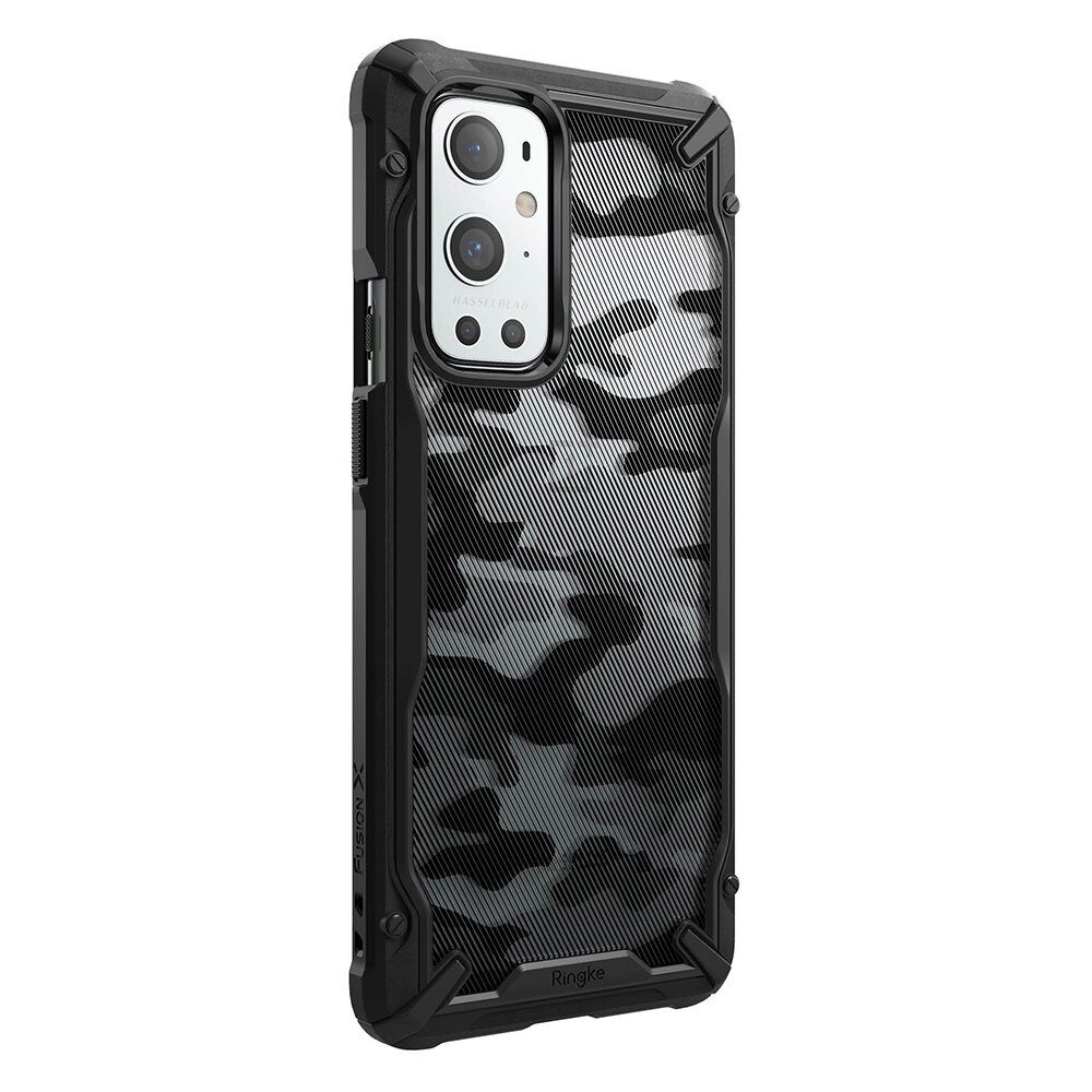 Husa Antisoc Ringke Fusion X pentru OnePlus 9 Pro, Design Militar, Negru