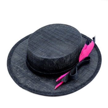 Palarie canotiera, Madame Briolette, negru, material sisal, marime 56 cm Palarie canotiera, Madame Briolette, negru, material sisal, marime 56 cm