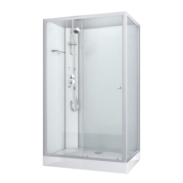 Sanotechnik PS19 VIVA 2 komplett asszimetrikus hidromasszázs zuhanykabin, 4 fúvóka, kézi és fejzuhany, 80x120x225cm, króm
