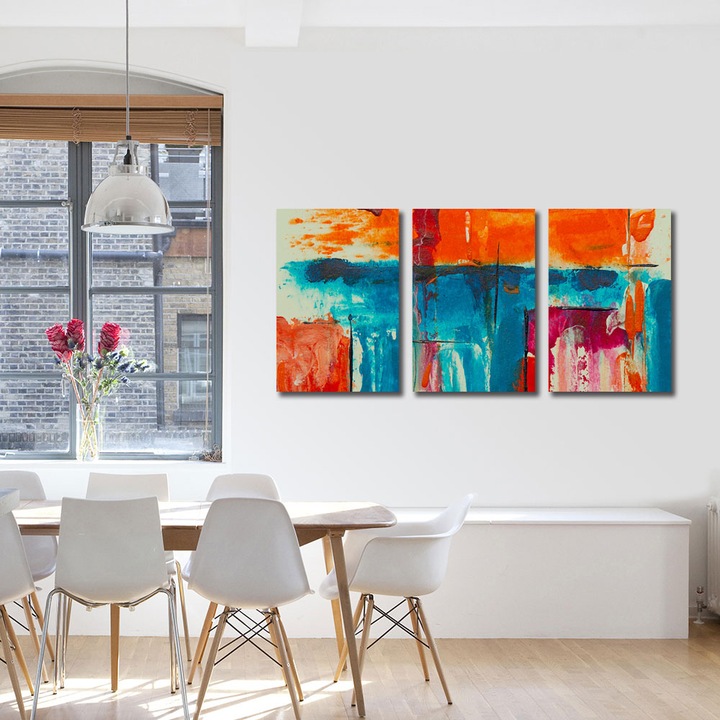 Set Tablouri Multicanvas 3 piese, Art Star, Abstract vertical si orizontal, Panza pe cadru de lemn, Decoratiuni Moderne pentru Casa, 100 x 210 cm (3 piese de 70 x 100 cm)