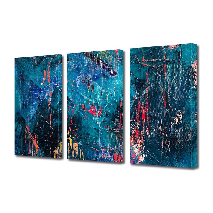 Set Tablouri Multicanvas 3 piese, Art Star, Acuarele asternute pe panza, Panza pe cadru de lemn, Decoratiuni Moderne pentru Casa, 30 x 60 cm (3 piese de 20 x 30 cm)