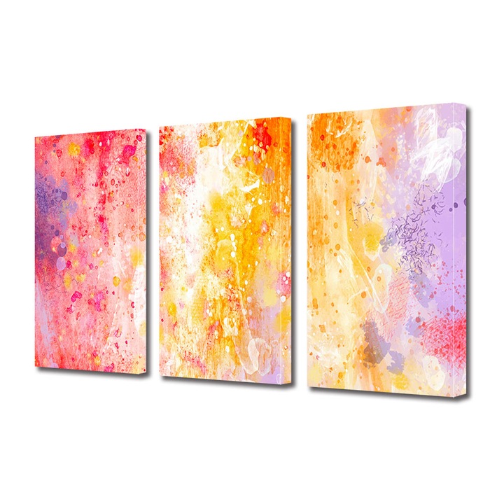 Set Tablouri Multicanvas 3 piese, Art Star, Pictura abstracta vintage, Panza pe cadru de lemn, Decoratiuni Moderne pentru Casa, 70 x 150 cm (3 piese de 50 x 70 cm)