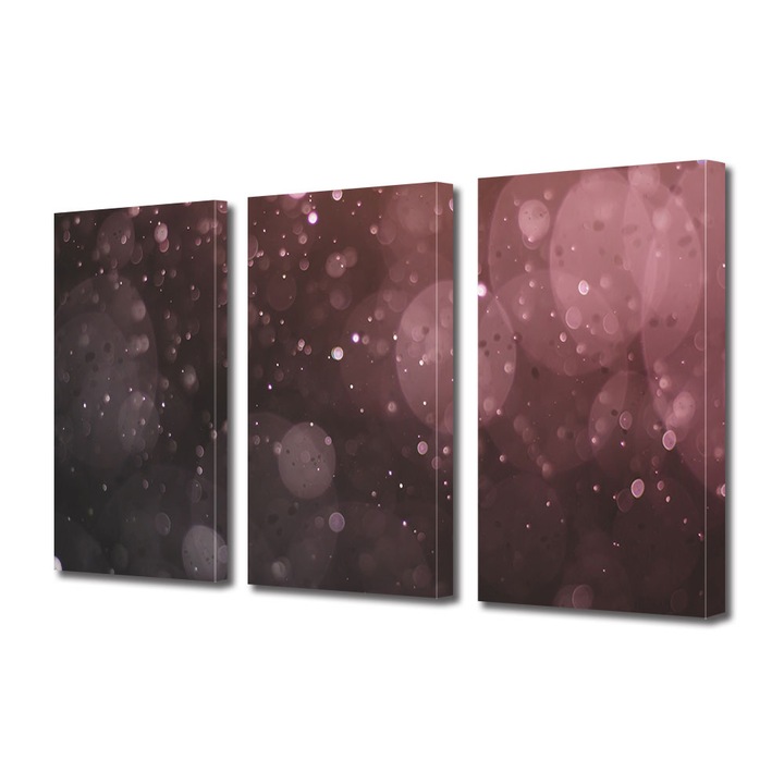 Set Tablouri Multicanvas 3 piese, Art Star, Cercuri plutitoare transparente, Panza pe cadru de lemn, Decoratiuni Moderne pentru Casa, 30 x 60 cm (3 piese de 20 x 30 cm)