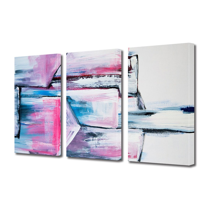 Set Tablouri Multicanvas 3 piese, Art Star, Forme pictate, Panza pe cadru de lemn, Decoratiuni Moderne pentru Casa, 30 x 60 cm (3 piese de 20 x 30 cm)