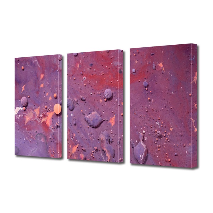 Set Tablouri Multicanvas 3 piese, Art Star, Abstract in relief, Panza pe cadru de lemn, Decoratiuni Moderne pentru Casa, 30 x 60 cm (3 piese de 20 x 30 cm)