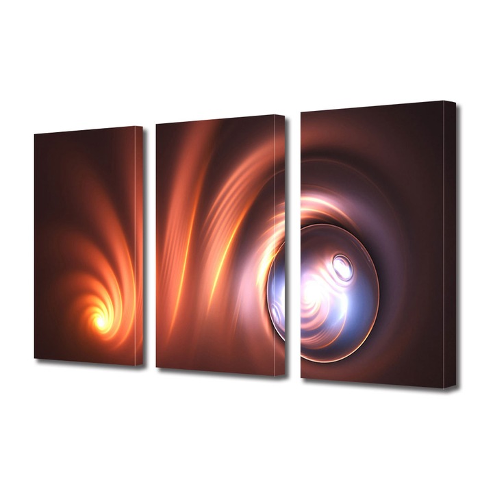 Set Tablouri Multicanvas 3 piese, Art Star, Sfera iluminata, Panza pe cadru de lemn, Decoratiuni Moderne pentru Casa, 30 x 60 cm (3 piese de 20 x 30 cm)