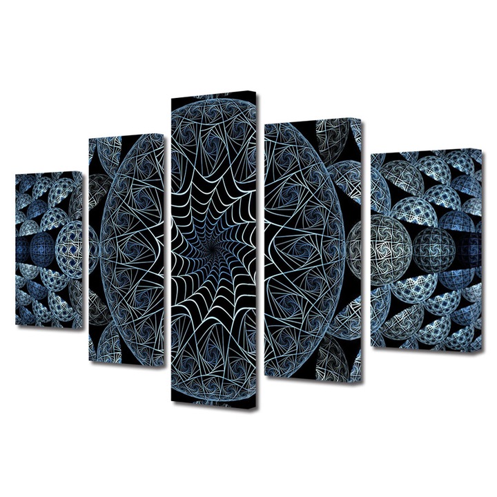 Set Tablouri Multicanvas 5 piese, Art Star, Bile si spirale, Panza pe cadru de lemn, Decoratiuni Moderne pentru Casa, 80 x 150 cm