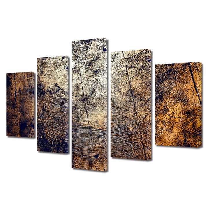Set Tablouri Multicanvas 5 piese, Art Star, Scoarta de copac in detaliu, Panza pe cadru de lemn, Decoratiuni Moderne pentru Casa, 60 x 100 cm