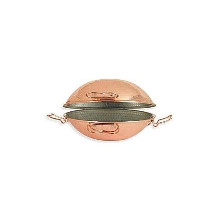 Cataplana, Vas Dublu din Cupru 27cm CopperCrafts, Fructe de Mare, Porc, Retete Speciale