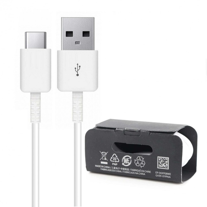 Adatkábel: Samsung EP-DG970BWE - USB / Type-C (USB-C) gyári fehér adatkábel 1,5m