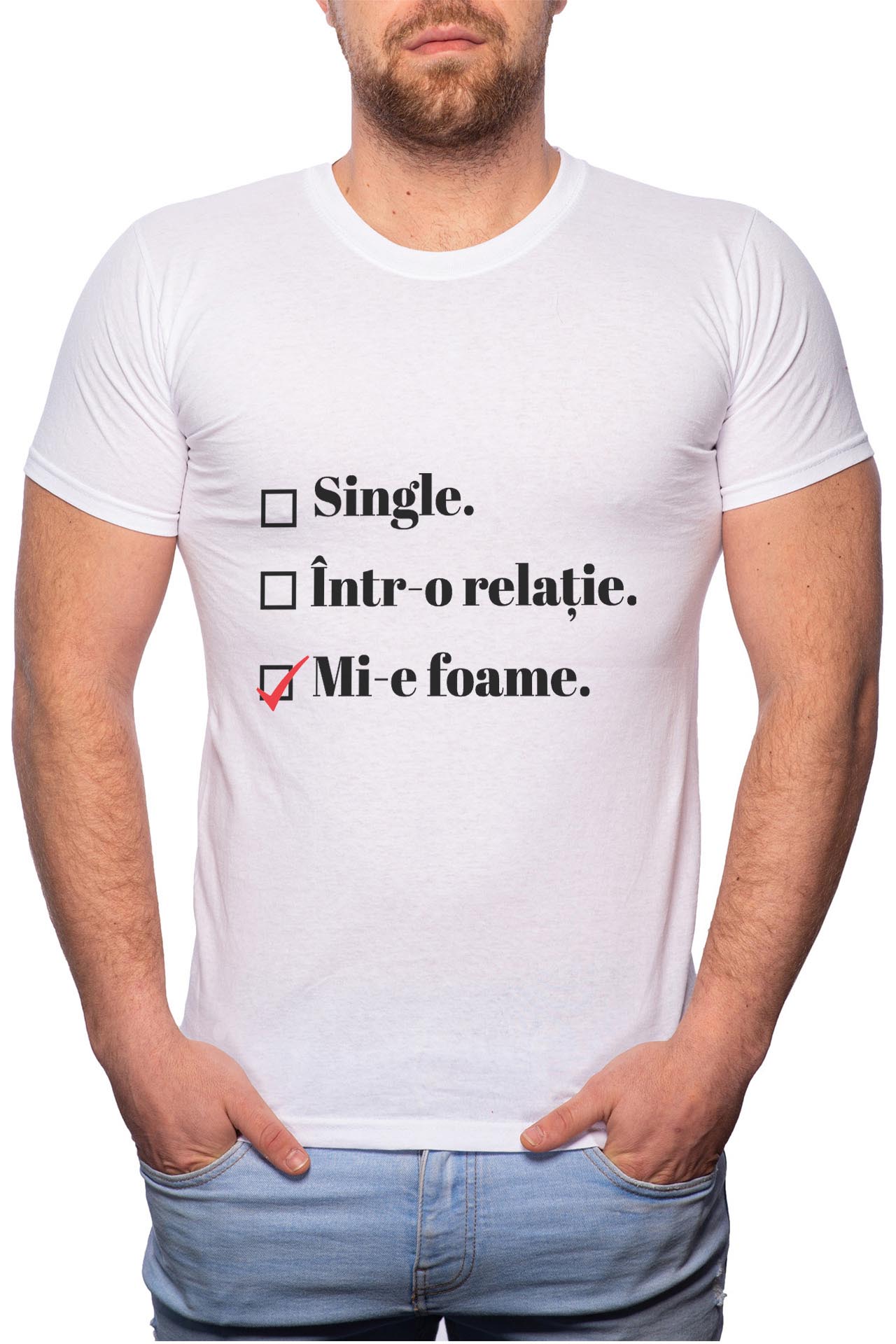 Tricou barbati, Single, 100% Bumbac, W1, Alb