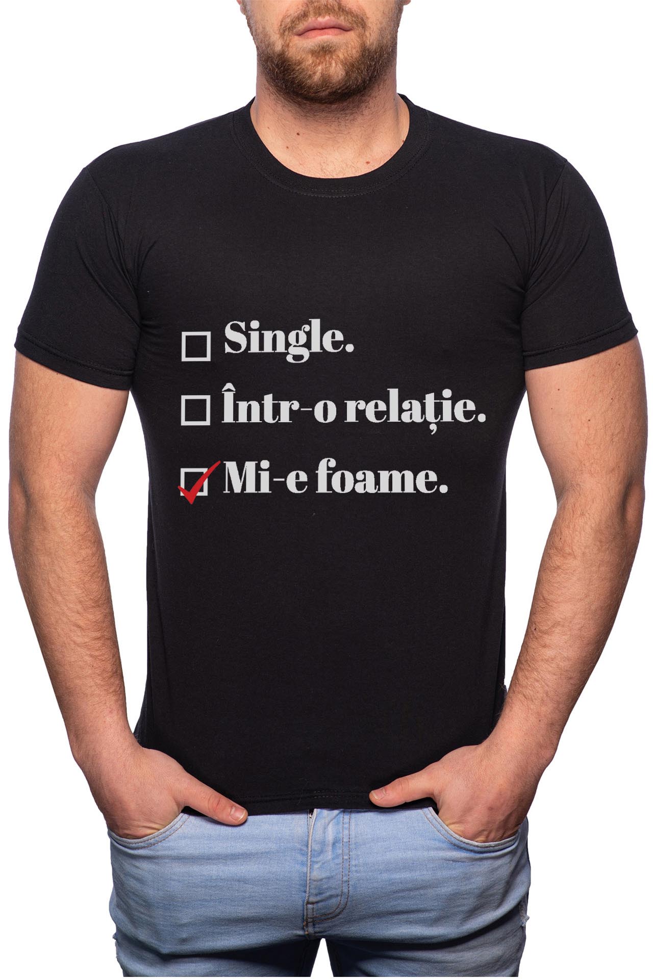 Tricou barbati, Single, 100% Bumbac, B1, Negru