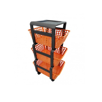 Raft depozitare cu roti, 3 cosuri, 41,5x29 cm , portocaliu Raft depozitare cu roti, 3 cosuri, 41,5x29 cm , portocaliu