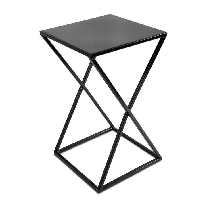 Suport pentru flori pe ghiveci Loft metalic negru 40x24x24 cm