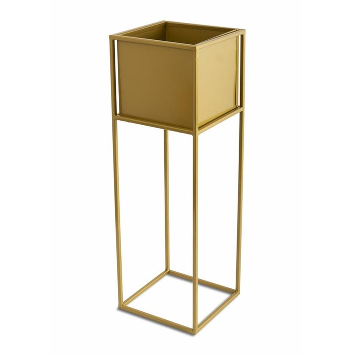 Suport pentru flori pe ghiveci Loft metalic auriu 70x24x24 cm
