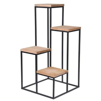 Suport pentru flori pe 4 ghiveci Loft metalic lemn negru 75x38 cm Suport pentru flori pe 4 ghiveci Loft metalic lemn negru 75x38 cm