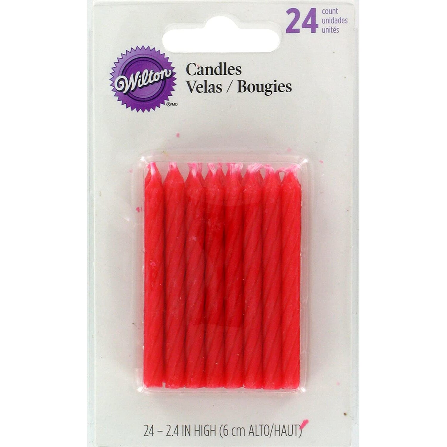 Set lumanari rosii, 24 bucati, Wilton, 6 cm
