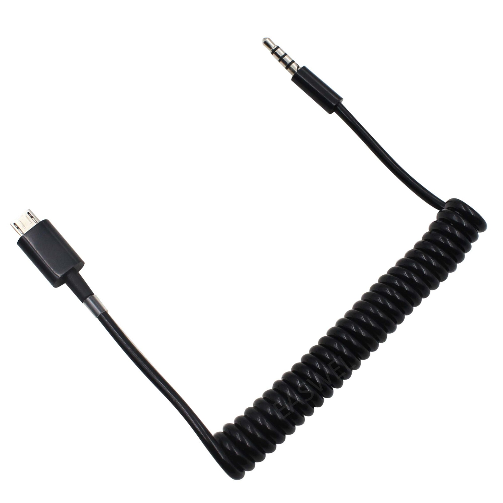 Cablu spiralat adaptor de la MicroUSB la Jack 3.5mm 1m