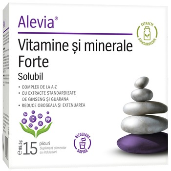 Supliment alimentar Vitamine si minerale solubil, Alevia, 15 plicuri Supliment alimentar Vitamine si minerale solubil, Alevia, 15 plicuri