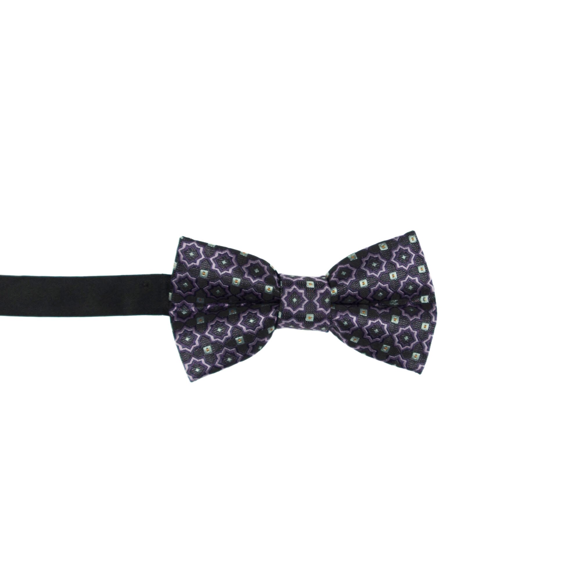 Papion pentru copii, Buticcochet, Negru cu flori mov, 9x5 cm - PAPC217