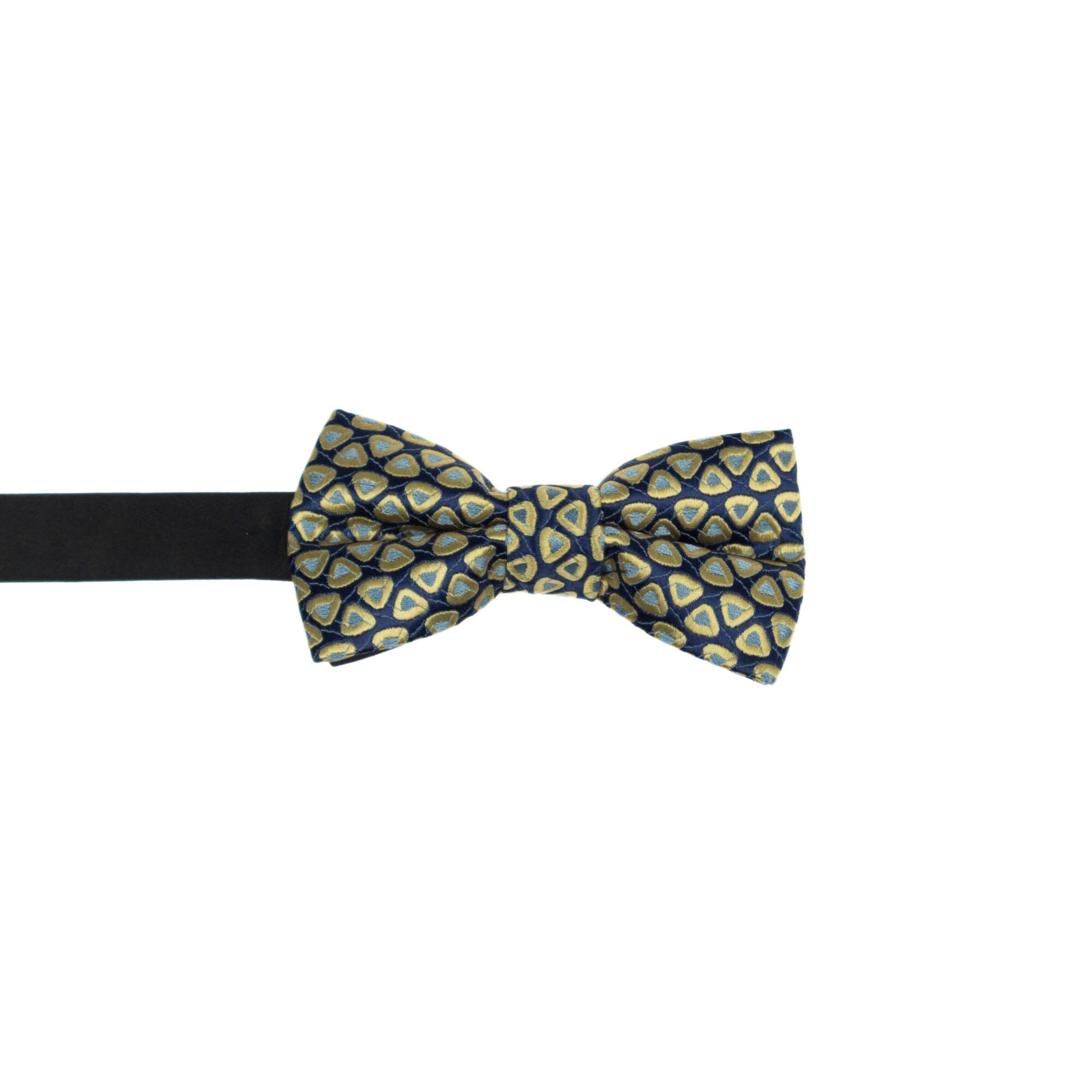 Papion pentru copii, Buticcochet, Bleumarin cu model geometric bej, 9x5 cm - PAPC223