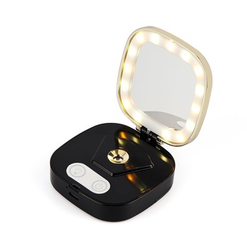 Umidificator in forma de Pudriera, Techstar® VNM103, Vanity Mirror, Oglina Luminata, Acumulator, Design Elegant, Negru Umidificator in forma de Pudriera, Techstar® VNM103, Vanity Mirror, Oglina Luminata, Acumulator, Design Elegant, Negru