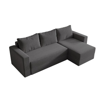 Coltar Alfa, extensibil, cu lada depozitare, stofa, 250 x 140 cm, gri inchis Coltar Alfa, extensibil, cu lada depozitare, stofa, 250 x 140 cm, gri inchis