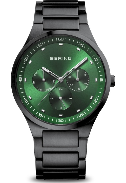 Ceas unisex Bering 14539-607, Otel inoxidabil, 10 ATM, Negru