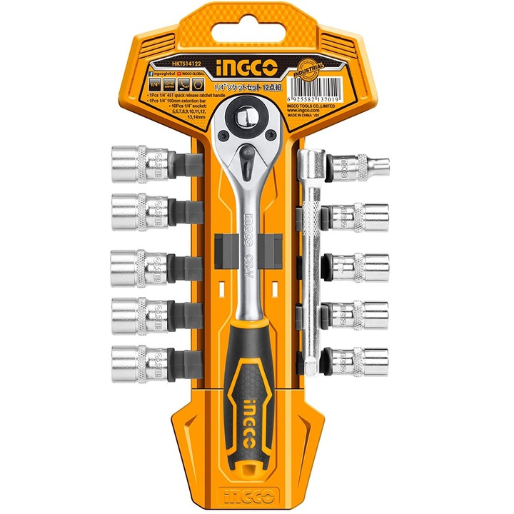 Ingco dugókulcs készlet 12 db-os 5-14 mm 1/4"
