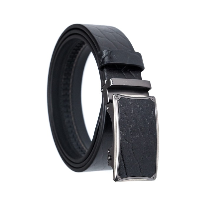 Automatikus záródású öv, natúr bőr bordás mintával, 3,5 cm széles, 125