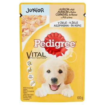 Plic Hrana Umeda pentru Pui de Caini PEDIGREE Junior, Pui si Orez, 100 g Plic Hrana Umeda pentru Pui de Caini PEDIGREE Junior, Pui si Orez, 100 g