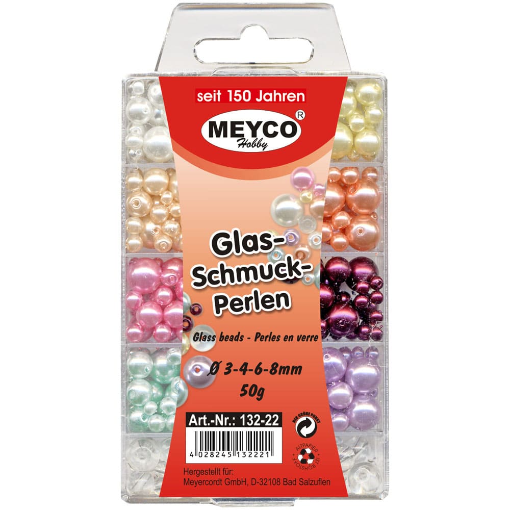 Accesorii creatie, margele perle, 50 g, diferite marimi, diferite culori, Meyco