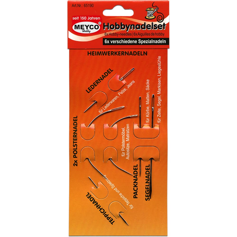 Ace pentru cusut margele, 6 buc/set, diferite modele si marimi, metal, Meyco